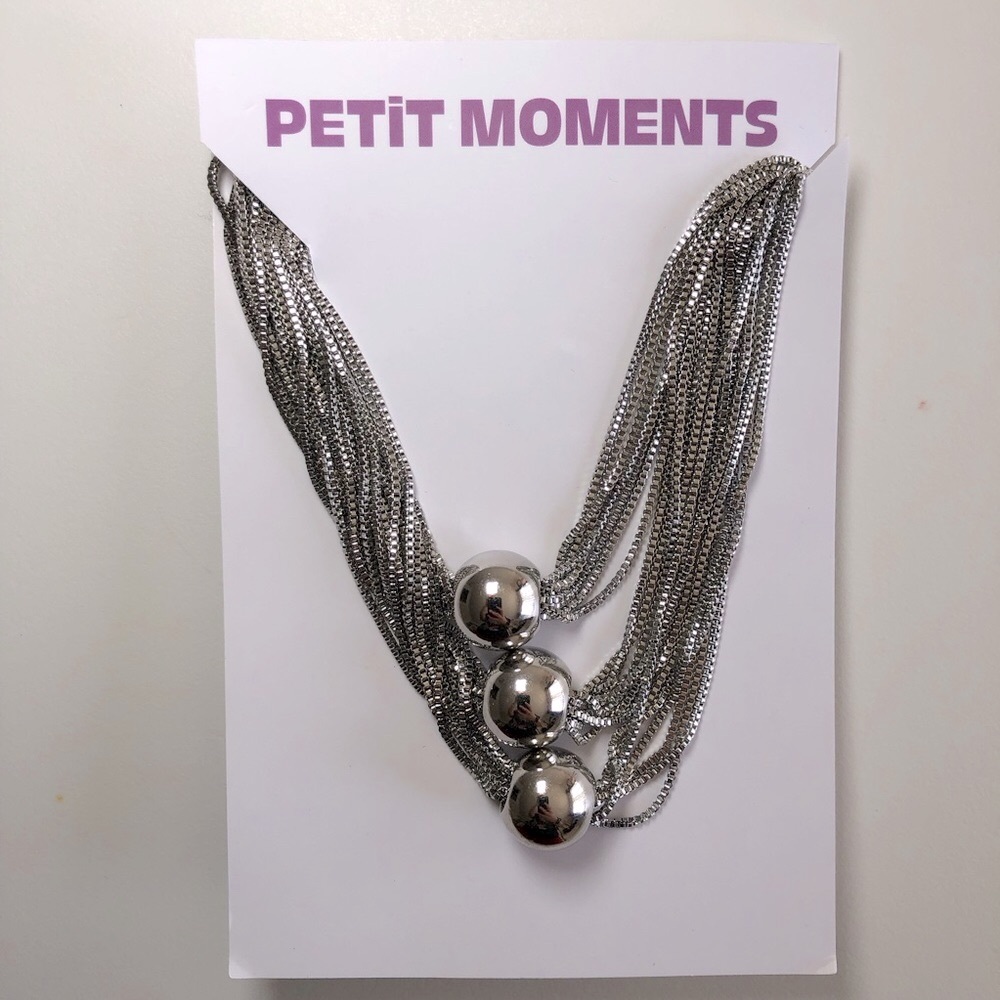 PETIT MOMENTS Revolve NWT Corgan 3 Layer Necklace in Silver